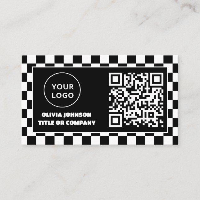 Carte De Visite Logo professionnel du code QR | Black Retro Profes (Devant)