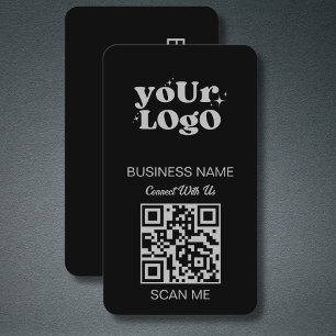 Carte De Visite Logo professionnel du code QR   Black Silver Moder