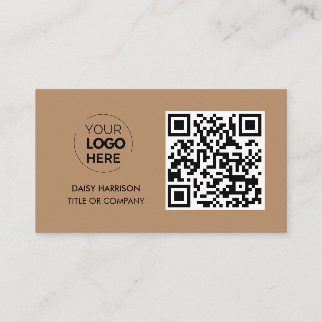 Carte De Visite Logo professionnel du code QR | Brown Moderne Prof (Devant)