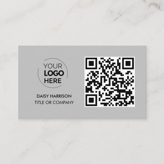 Carte De Visite Logo professionnel du code QR | Gray Modern Profes (Devant)