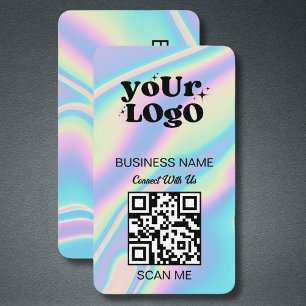 Carte De Visite Logo professionnel du code QR Holographe noir mo