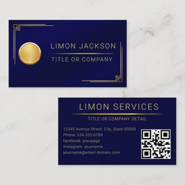 Carte De Visite Logo professionnel du code QR | Marine Modern Prof (Devant / Derrière)