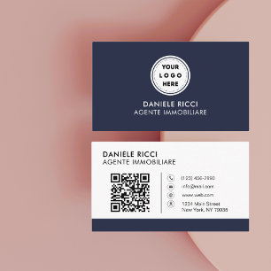 Carte De Visite Logo professionnel du code QR Marine Modern Prof