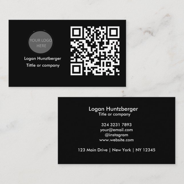 Carte De Visite Logo professionnel du code QR | Minimums (Devant / Derrière)