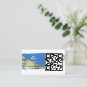 Carte De Visite Logo professionnel du code QR Noir moderne profe