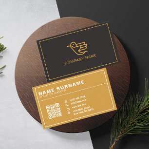 Carte De Visite Logo professionnel du code QR Noir moderne profe