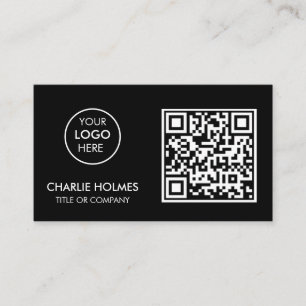 Carte De Visite Logo professionnel du code QR   Noir moderne profe