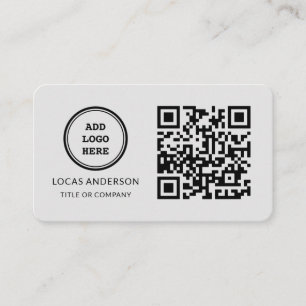 Carte De Visite Logo professionnel du code QR Noir moderne profe
