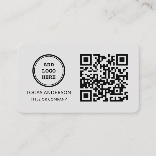 Carte De Visite Logo professionnel du code QR | Noir moderne profe (Devant)