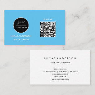 Carte De Visite Logo professionnel du code QR   Noir moderne profe