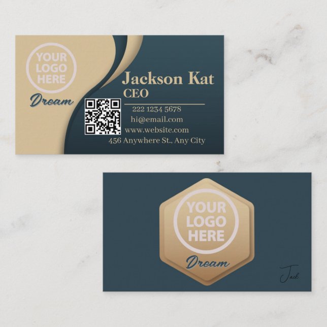 Carte De Visite Logo professionnel du code QR | Personnalité profe (Devant / Derrière)