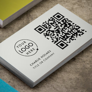 Carte De Visite Logo professionnel du code QR   Professionnel gris