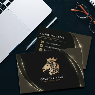 Carte De Visite Logo Professionnel Élégant Gold Lion