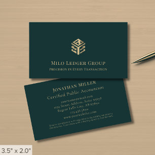 Carte De Visite Logo professionnel en or vert foncé