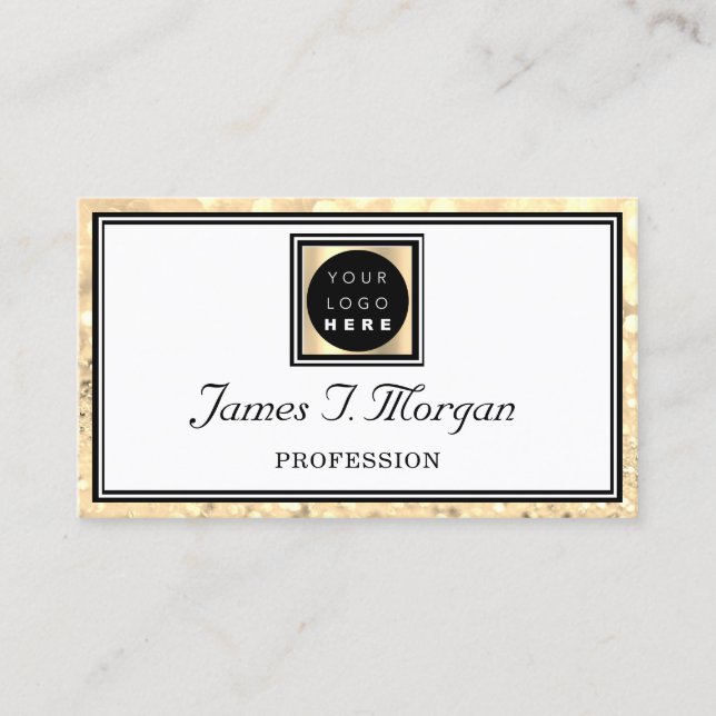 Carte De Visite Logo professionnel Gold White Parties scintillant  (Devant)