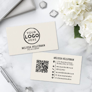 Carte De Visite Logo Professionnel Ivoire Minimaliste Moderne