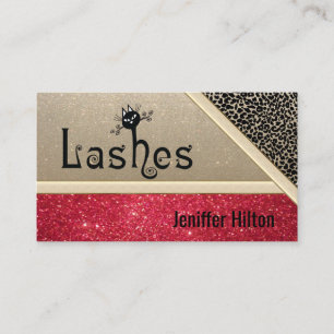 Carte De Visite logo professionnel léopard glittery cat lashes