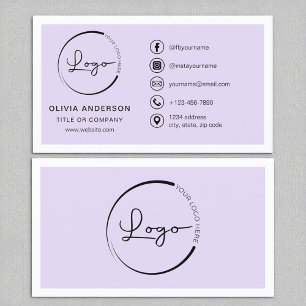 Carte De Visite Logo Professionnel Lilac Purple Médias Sociaux
