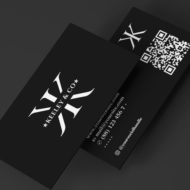 Carte De Visite Logo professionnel minimal Monogramme K Noir (Minimal Professional Logo Monogram K Black Business Card
)