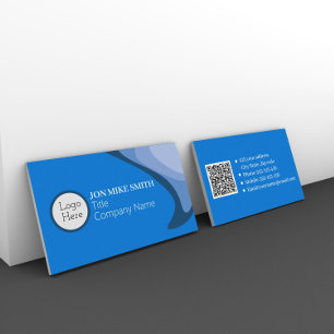 Carte De Visite Logo professionnel minimaliste, QR Code bleu