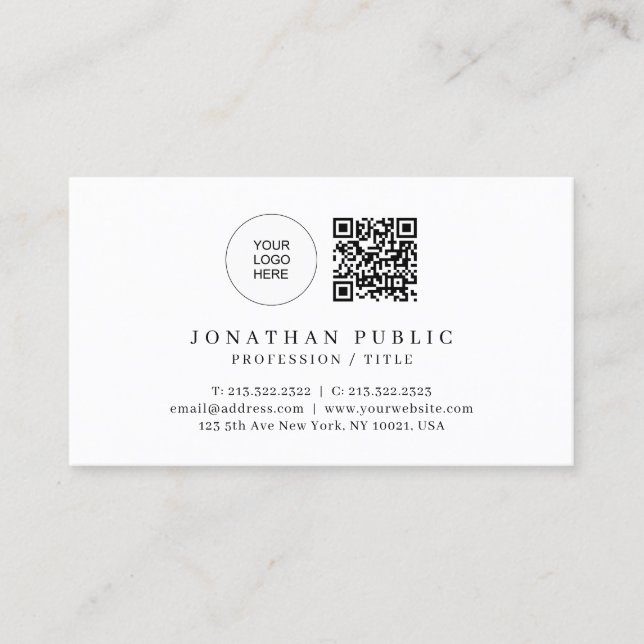 Carte De Visite Logo professionnel moderne élégant QR Code (Devant)