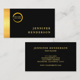 Carte De Visite Logo professionnel moderne et chic en or noir