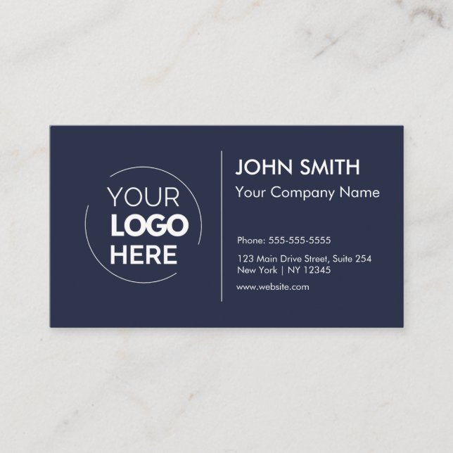 Carte De Visite Logo Professionnel Moderne Minimaliste Marine (Devant)