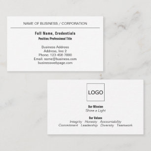 Carte De Visite Logo professionnel Noir, Blanc Entreprise