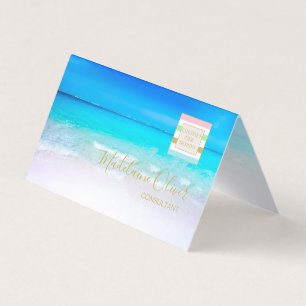 Carte De Visite Logo professionnel Ocean Blue Aqua plié 