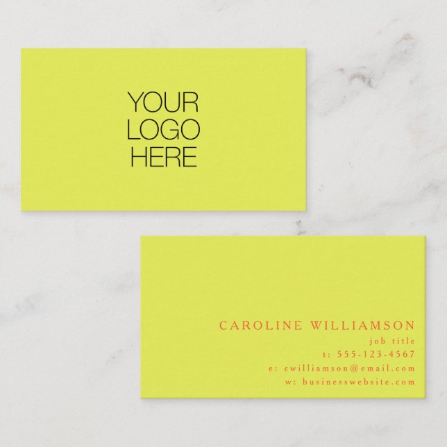 Carte De Visite Logo Professionnel Orange Jaune Chartreuse Gras (Devant / Derrière)