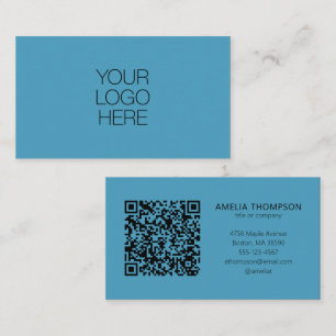 Carte De Visite Logo professionnel personnalisé Code QR bleu