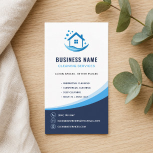 Carte De Visite Logo Professionnel pour Services de Nettoyage Mode