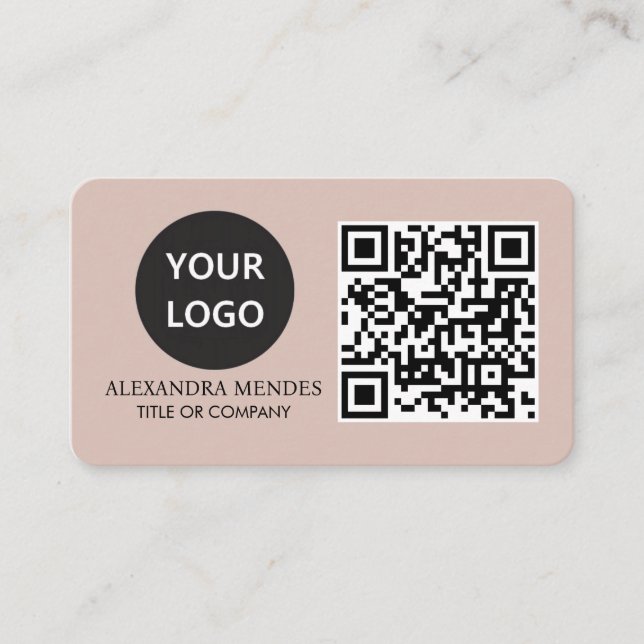 Carte De Visite Logo professionnel QR Code, Boho Beige Professiona (Devant)