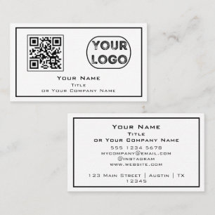 Carte De Visite Logo professionnel QR Code minimaliste blanc