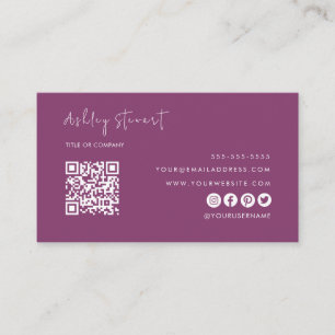 Carte De Visite Logo professionnel Qr Code moderne Berry Minimal