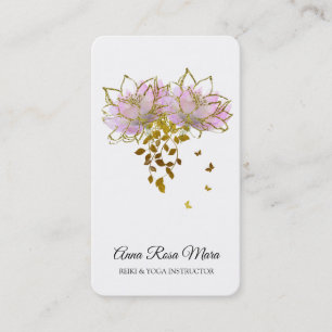Carte De Visite *~* Logo QR AP32 Rose Lotus Butterfly Flower Zen