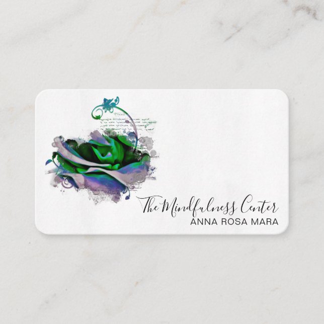 Carte De Visite *~* Logo QR Blue Rose Floral Flower (Devant)