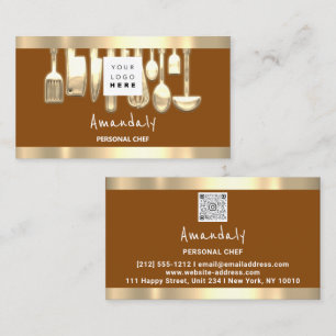 Carte De Visite Logo QR Chef personnel Cuisine Restaurant Restaura