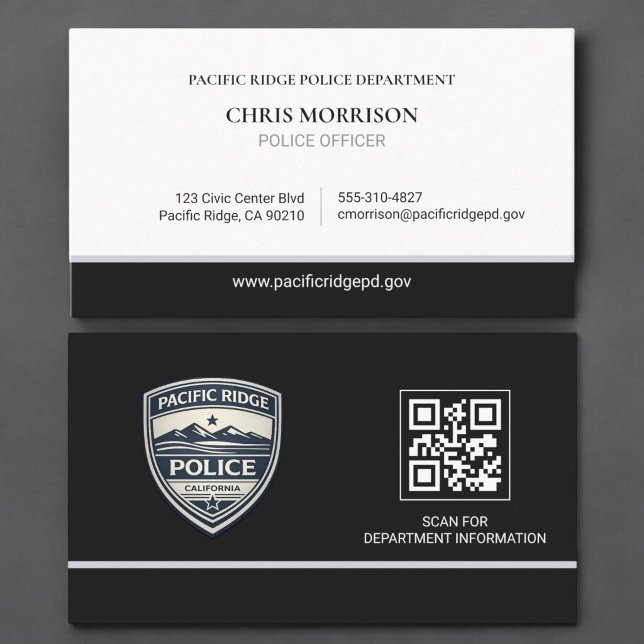 Carte De Visite Logo QR Code de l'agent de police de l'application (Créateur téléchargé)