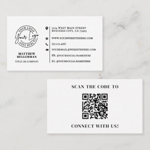 Carte De Visite Logo QR Code Minimaliste Moderne Professionnel