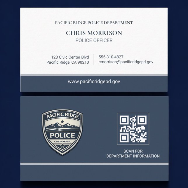 Carte De Visite Logo QR Code Officier de Police Police (Créateur téléchargé)