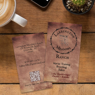 Carte De Visite Logo QR Code personnalisable pour Ranch équestre