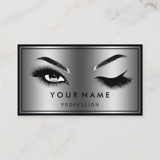 Carte De Visite Logo QR CODE personnalisé Eyelashes Cadres gris (Devant)