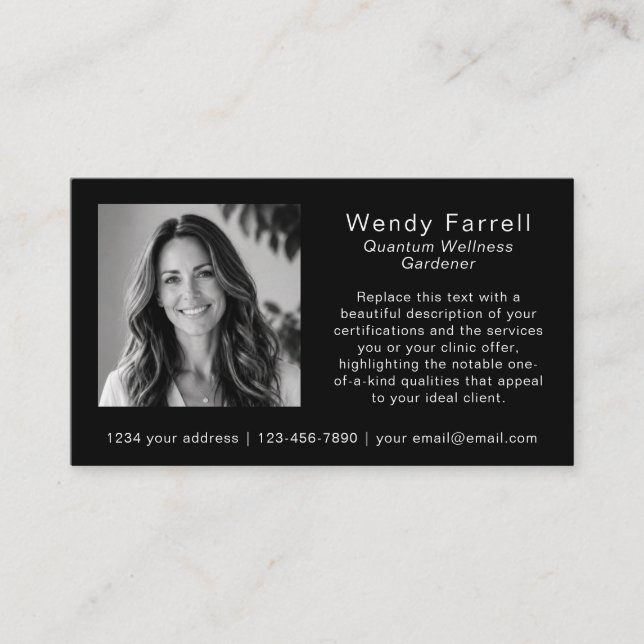 Carte De Visite Logo QR Code Photo Coach Minimal Noir Blanc (Devant)