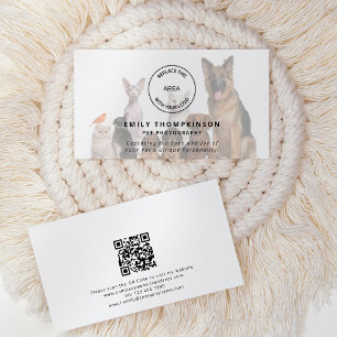 Carte De Visite Logo QR Code Photo Overlay Pet Photographe
