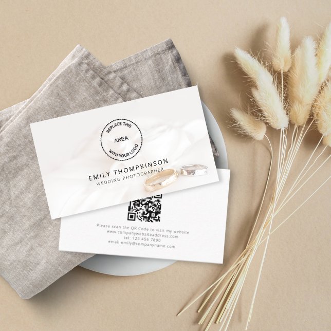 Carte De Visite Logo QR Code Photo Overlay Photographe Mariage (Créateur téléchargé)