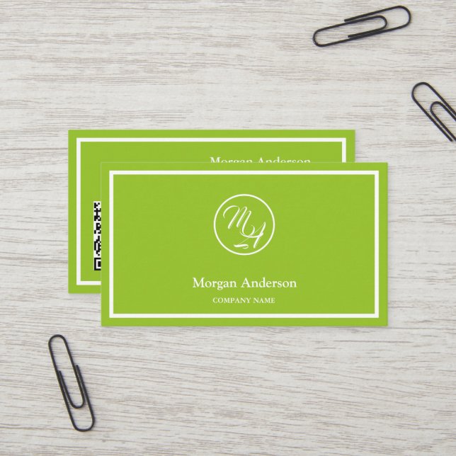 Carte De Visite Logo QR Code Professionnel Moderne  (Devant/Arrière en situation)