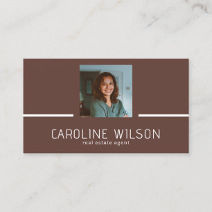Carte De Visite logo QR CODE professionnel moderne photo marron