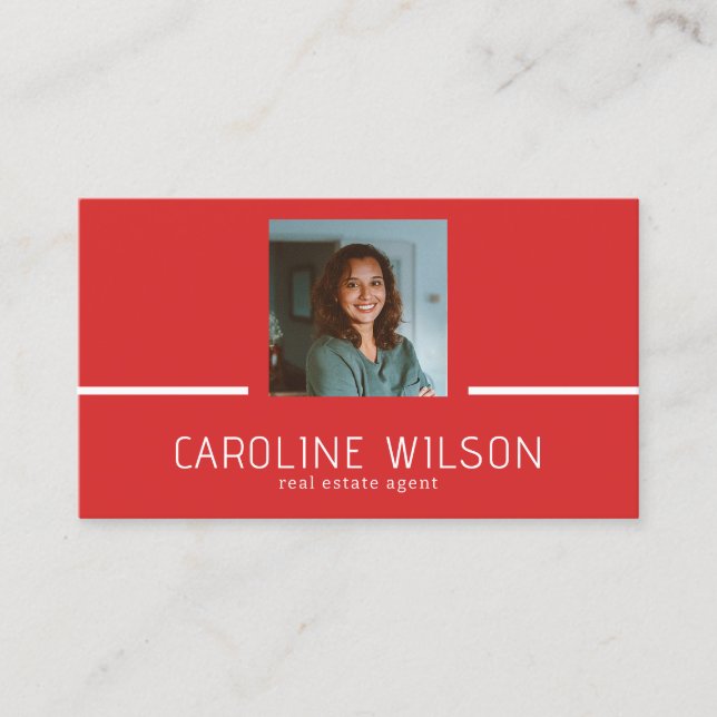 Carte De Visite Logo QR CODE professionnel moderne photo rouge (Devant)