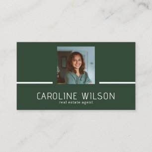 Carte De Visite logo QR CODE professionnel moderne photo vert fonc